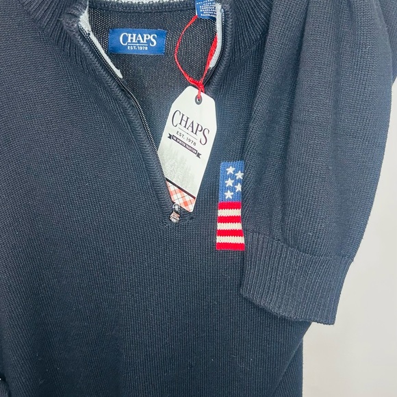 Men's Black Half-Zip Sweater with Flag Patch - Picture 4 of 6